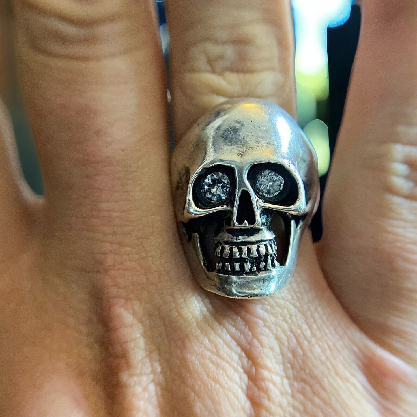 Sterling Silver 925 Handcrafted Big Biker Skull Ring Size 12