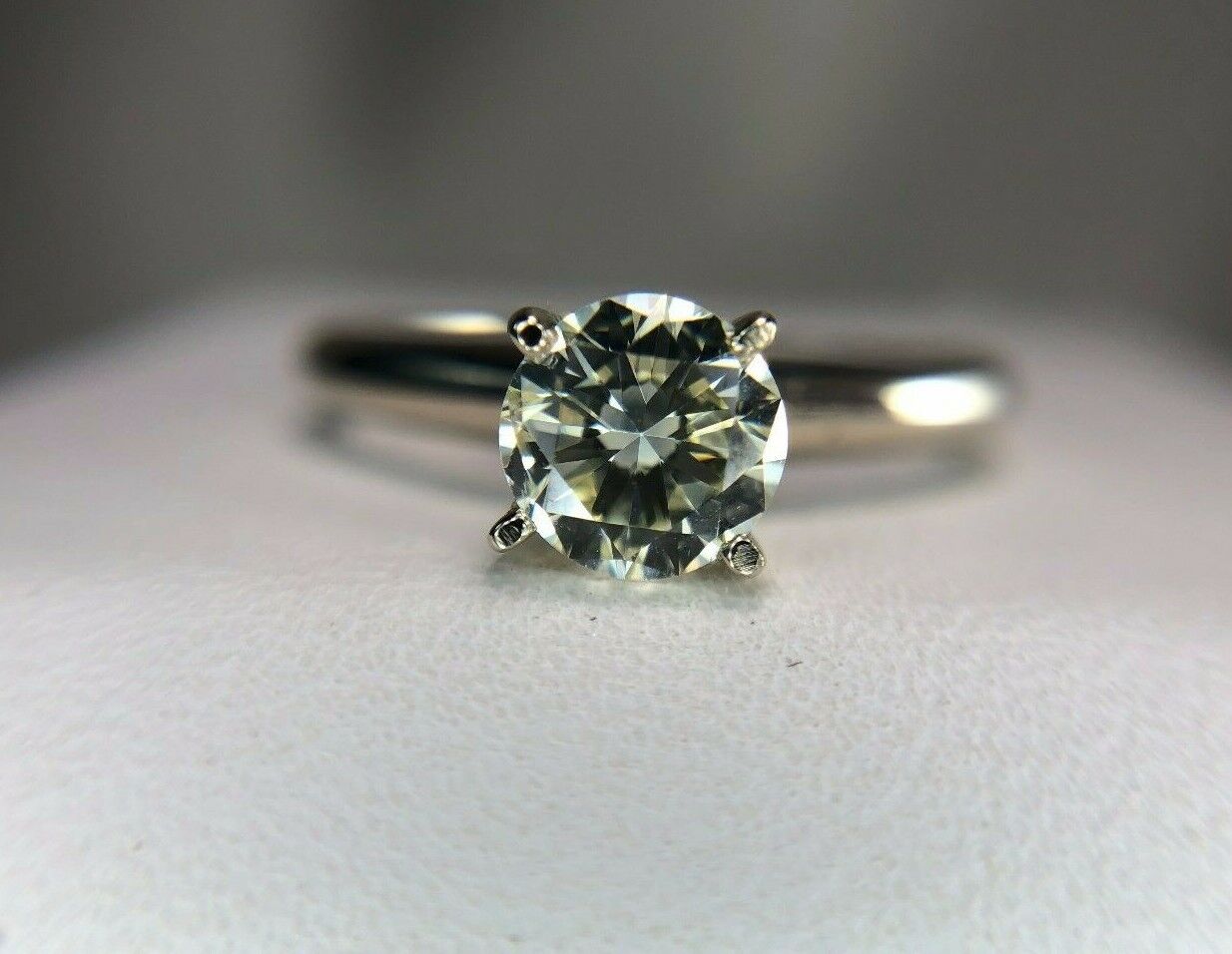 14k White Gold Round Brilliant Natural Diamond Solitaire Engagement Ring 1/2 ct