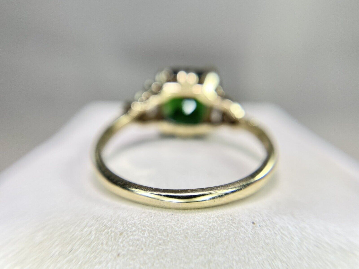 Vintage 10k Yellow Gold Handcrafted Green Tourmaline Solitaire Ring