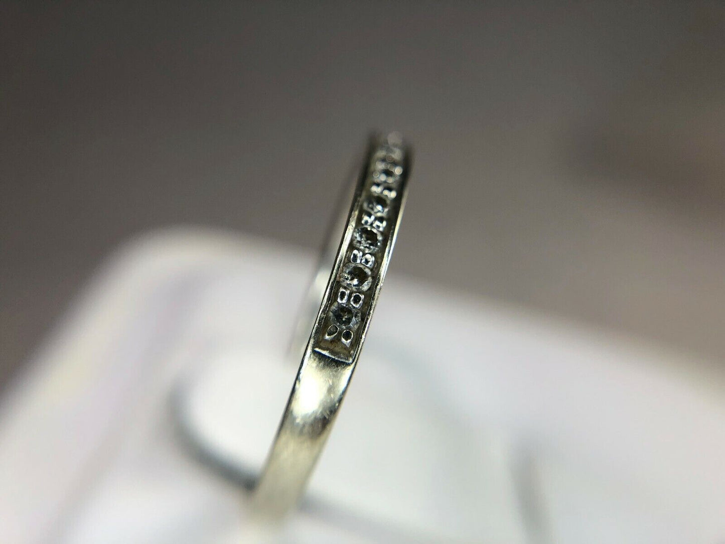 14k White Gold Round Brilliant Natural Diamond Wedding Band Stack Ring