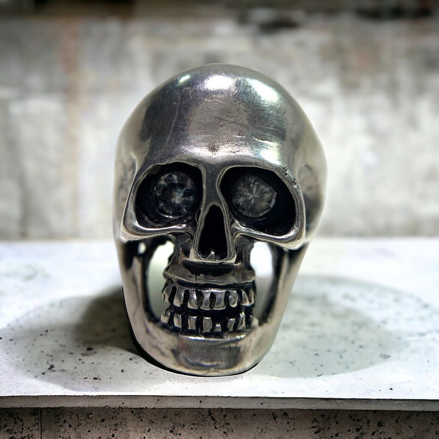 Sterling Silver 925 Handcrafted Big Biker Skull Ring Size 12