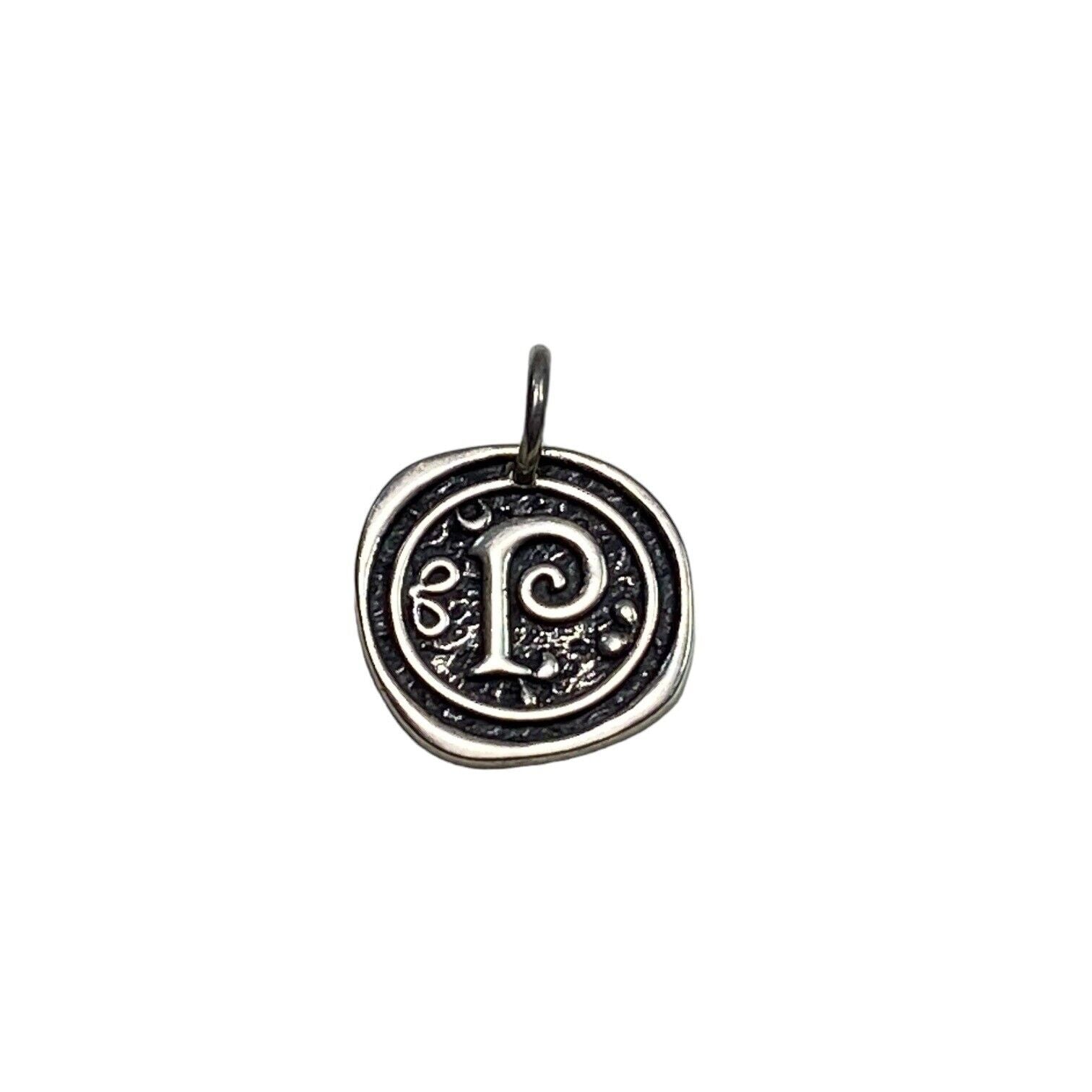 Sterling Silver Designer Textured Letter P Charm Pendant