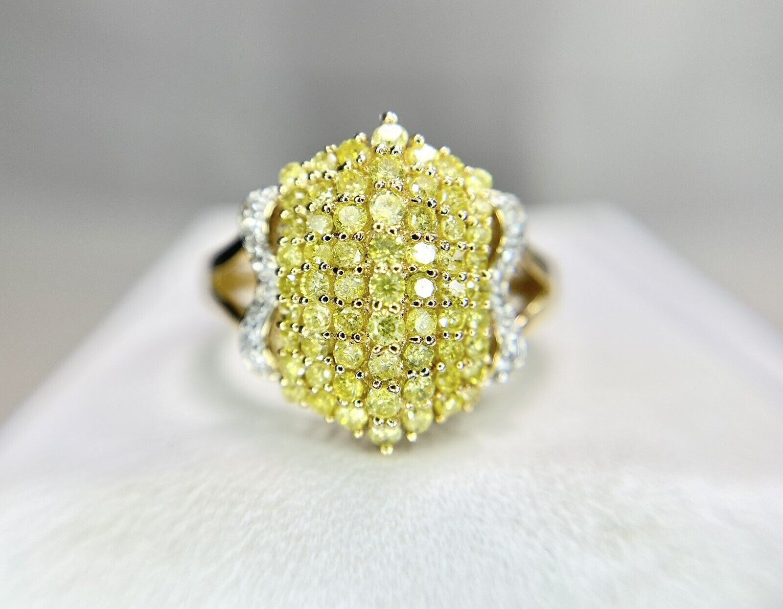 10k Yellow Gold Designer Natural Fancy Yellow Diamond Small Cocktial Ring