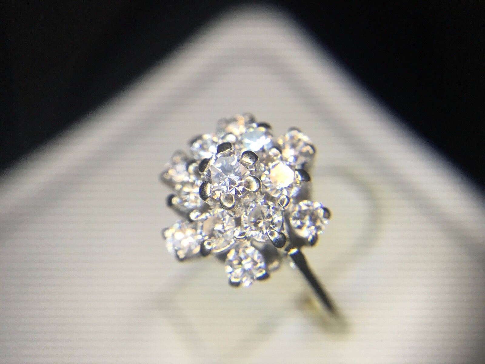 Estate 18k White Gold Round Brilliant Diamond Cluster Cocktail Ring 3/4 ct