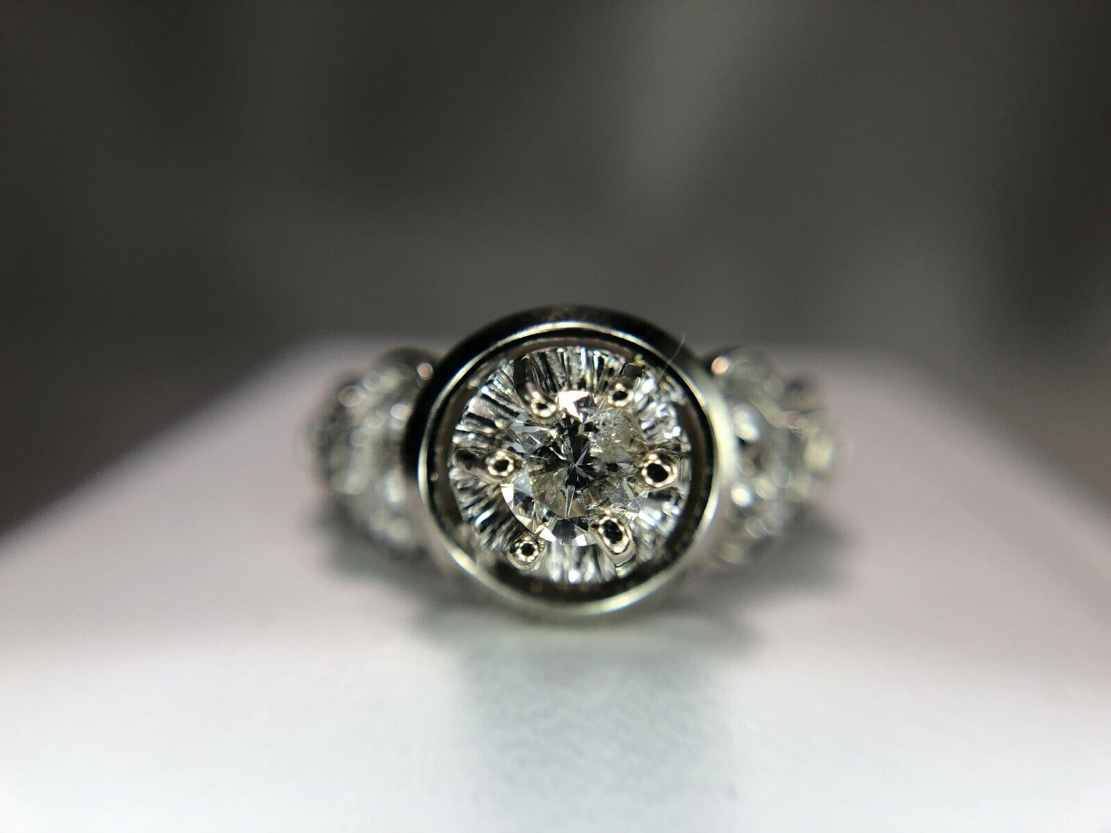 Vintage 1960s 18k White Gold Round Diamond Engagement Ring 1/3 ct