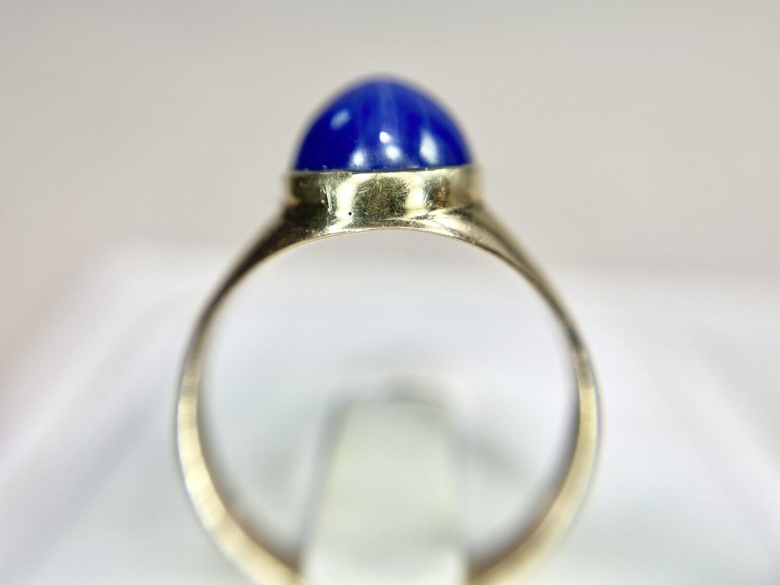 Vintage 10k Yellow Gold Oval Blue Lindy Star Sapphire Bezel Set Solitaire Ring