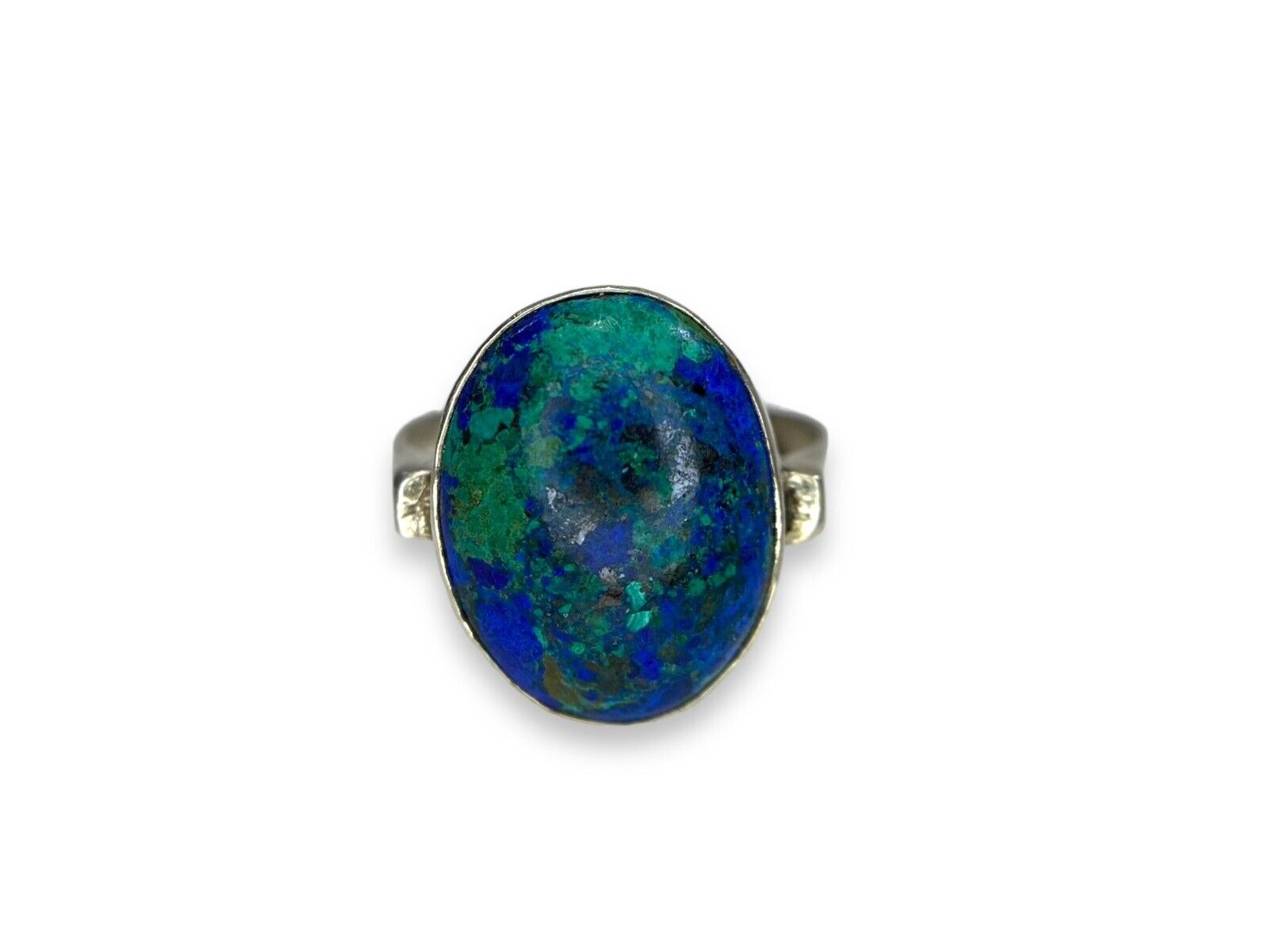 Vintage Sterling Silver Oval Shape Azurite Malachite Ring Size 7.5