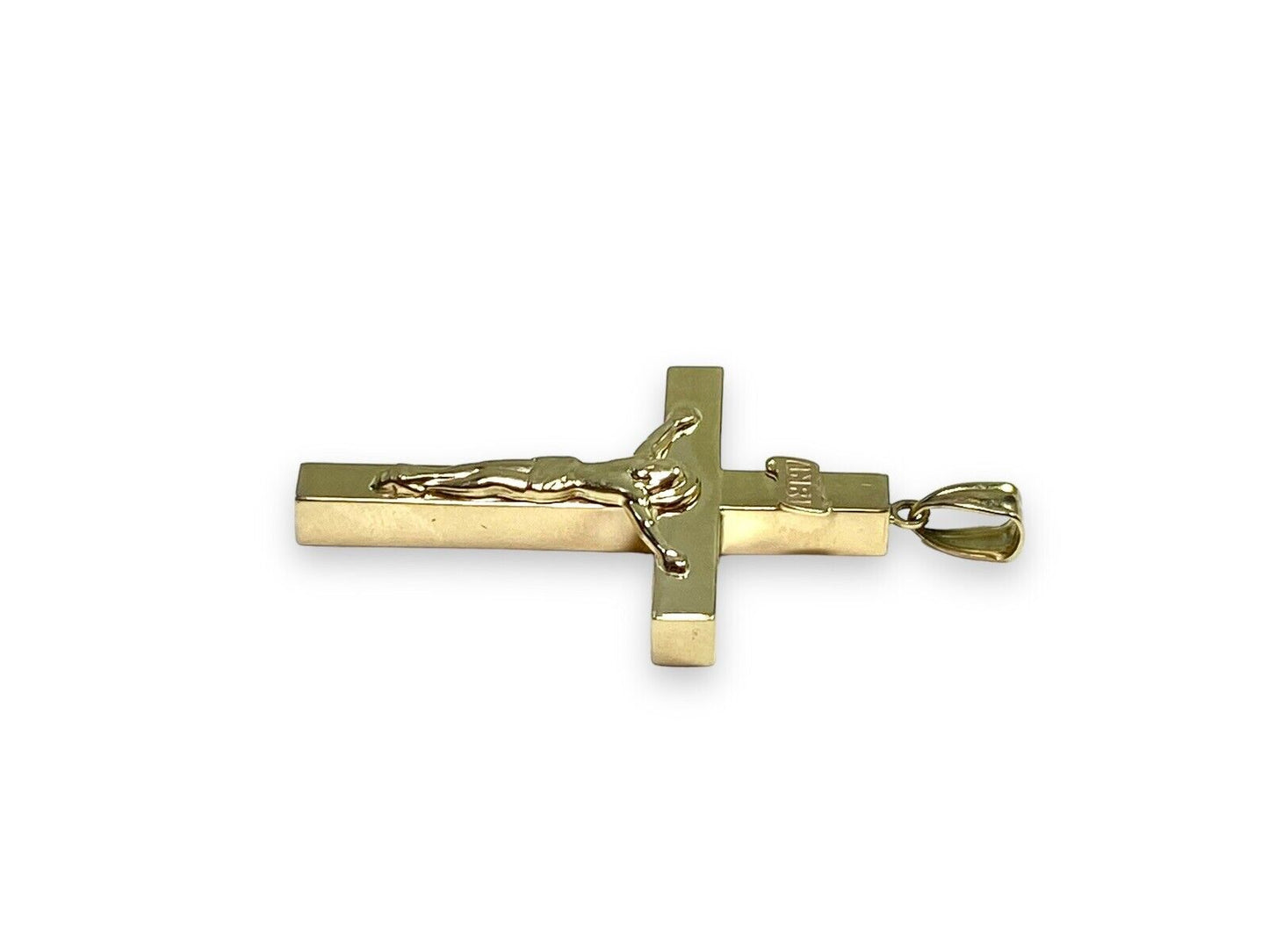 Vintage 14k Yellow Gold INRI Jesus Classic Cross Pendant