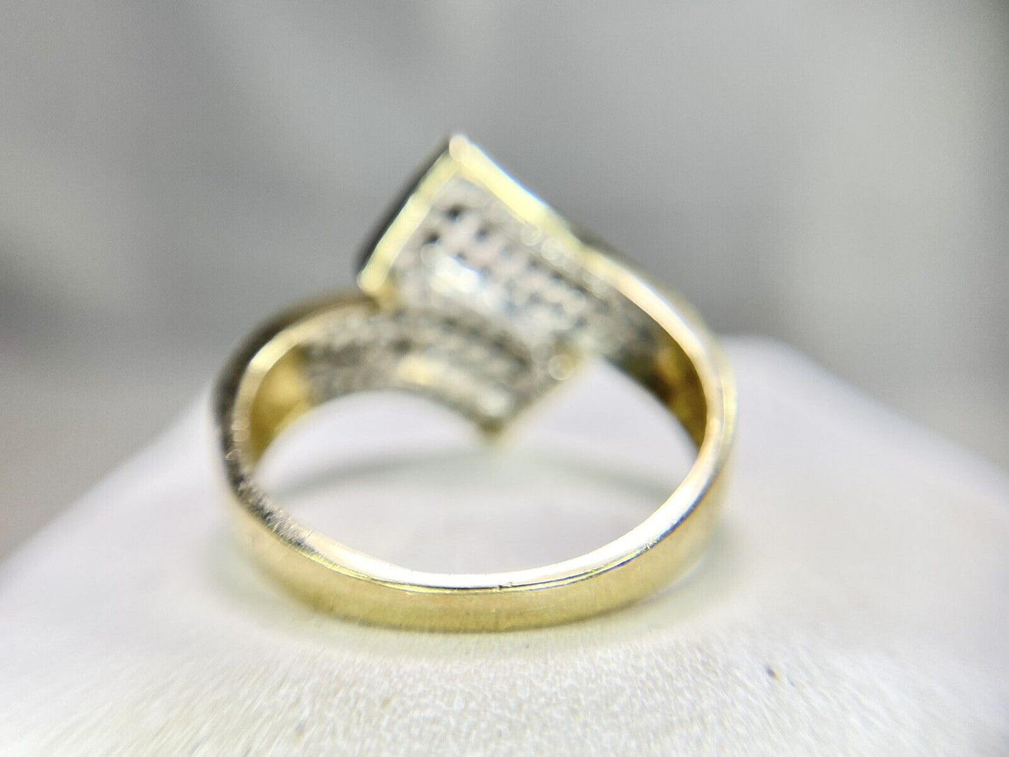 10k Yellow Gold Natural Black Diamond Crossover Bypass Ring