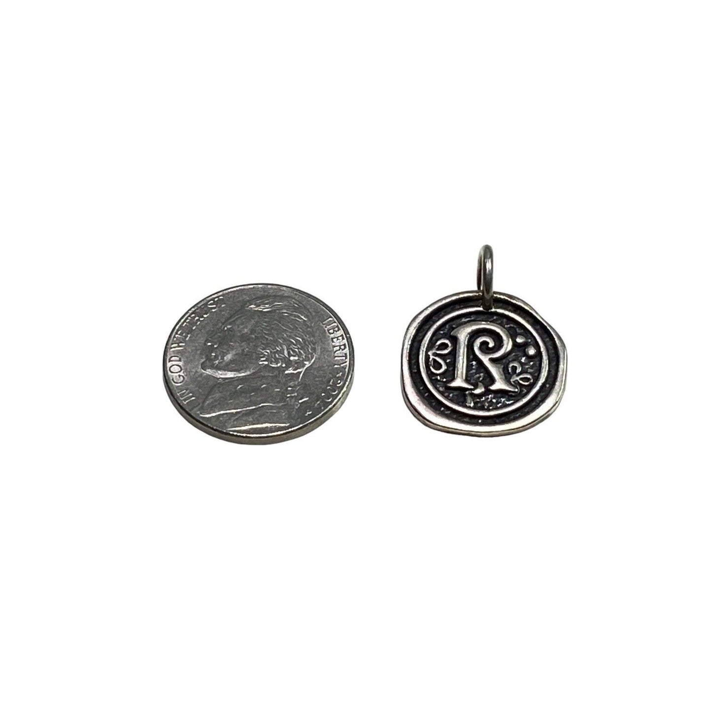 Sterling Silver Designer Textured Letter R Charm Pendant