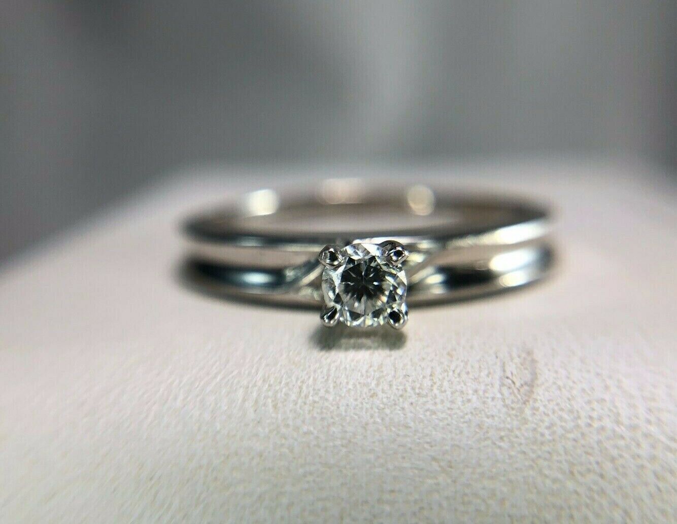 Estate 14k White Gold Round Brilliant Diamond Solitaire Engagement Ring