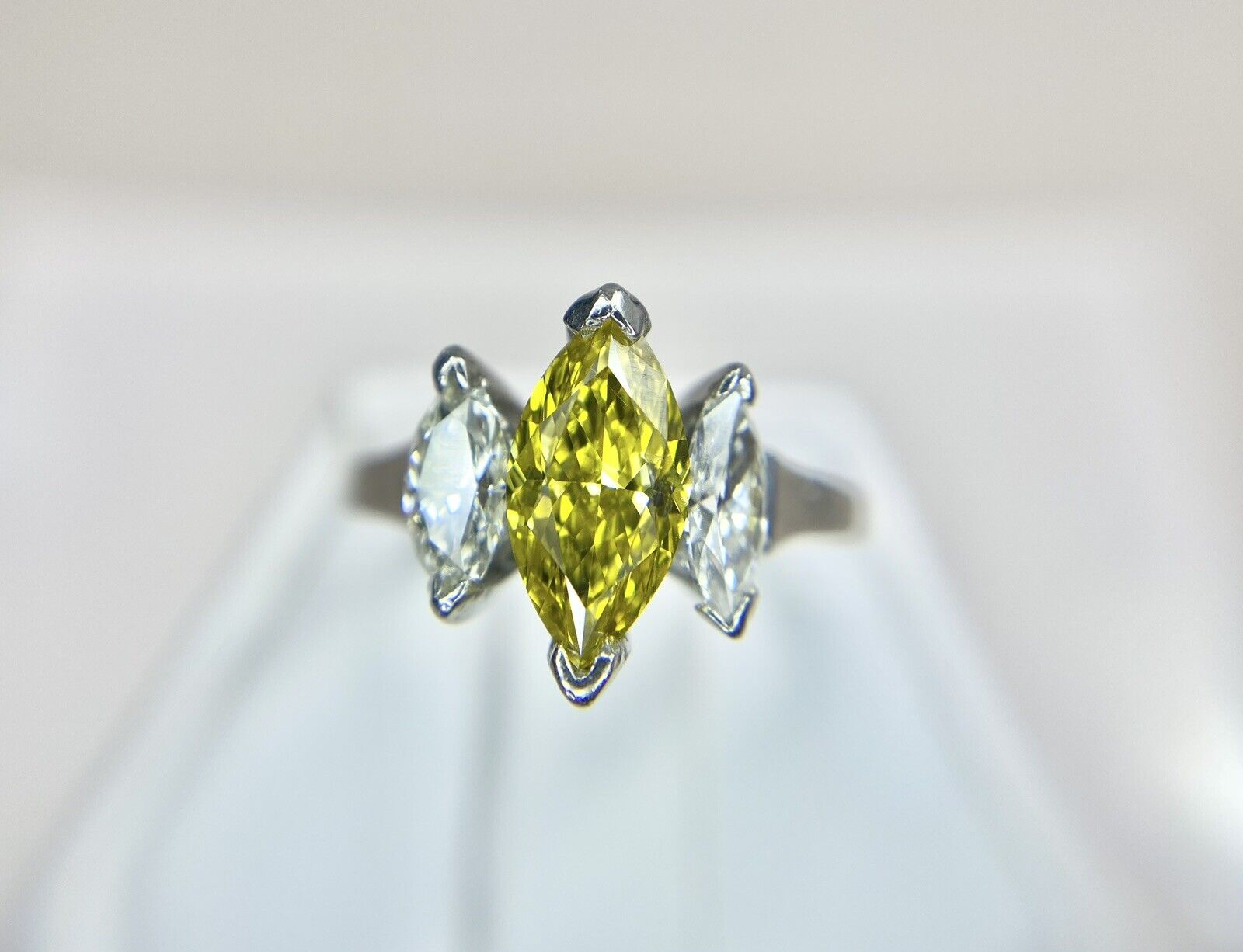 Vintage Platinum Fancy Vivid Yellow GIA Certified Diamond Engagement Ring