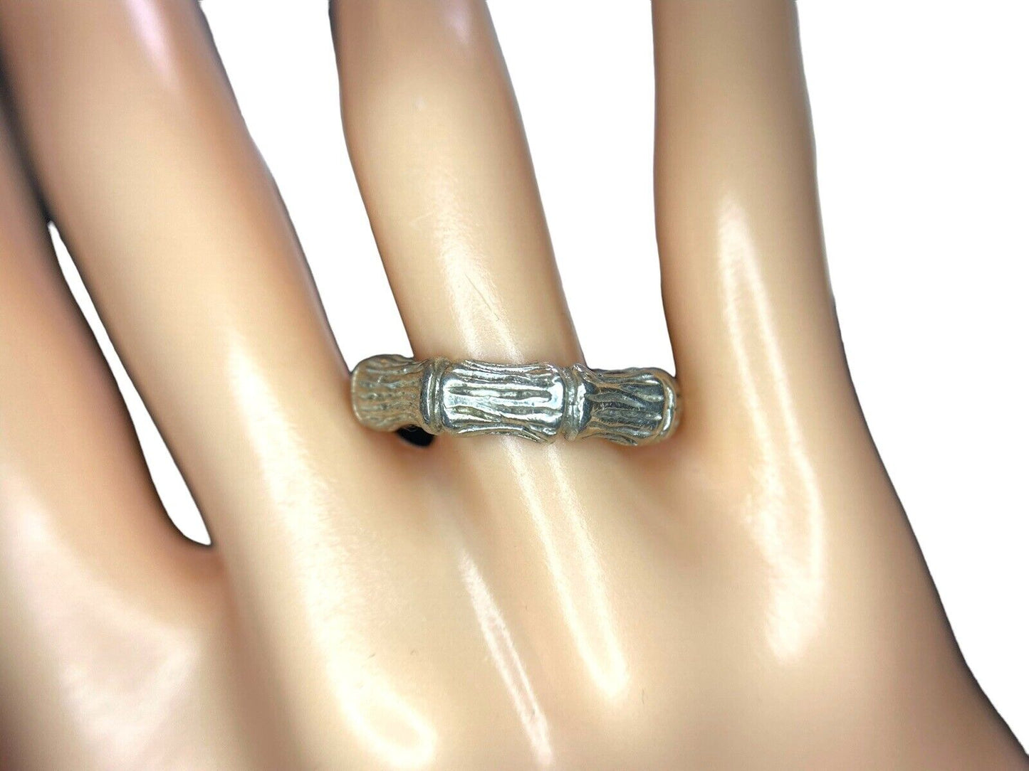 Vintage Sterling Silver Handcrafted Bamboo Design Band Ring Size 11