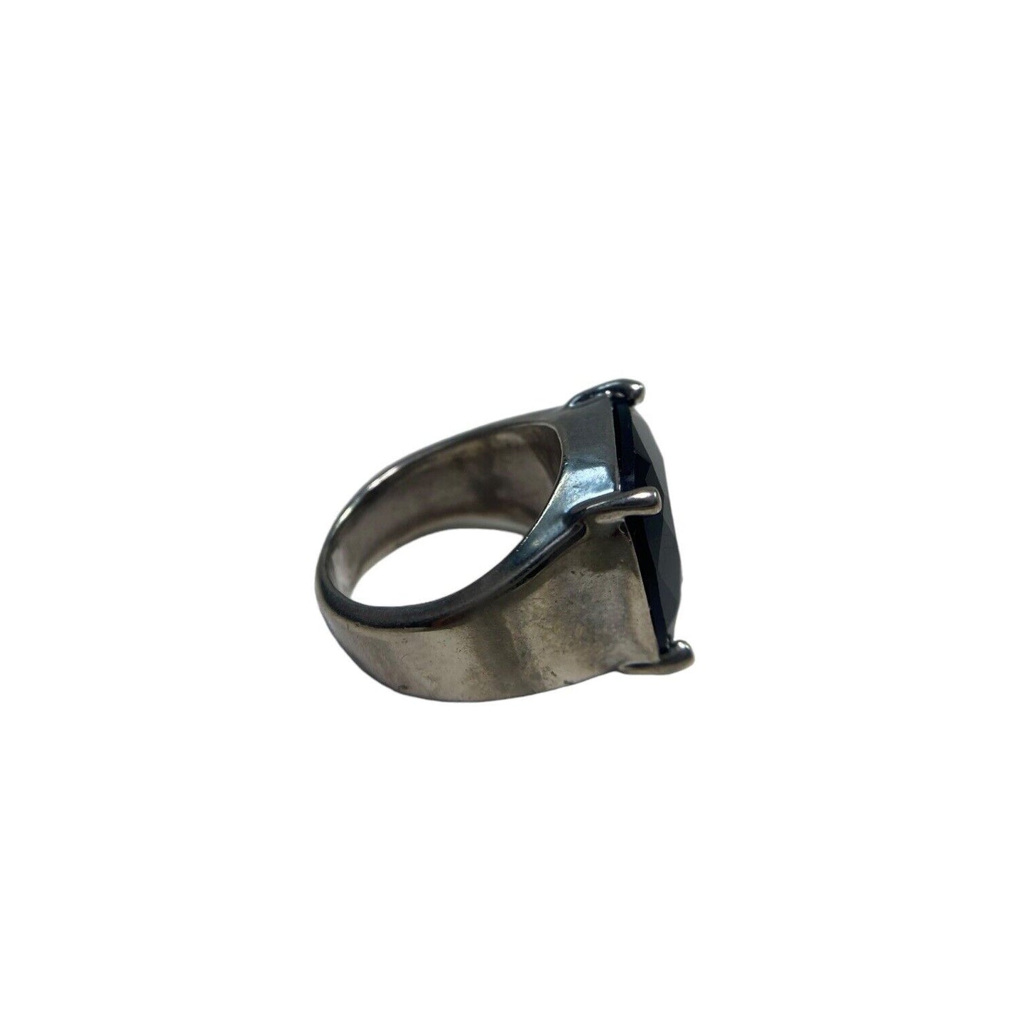 Vintage Sterling Silver Cushion Cut Black Onyx Cocktail Ring Size 6.25