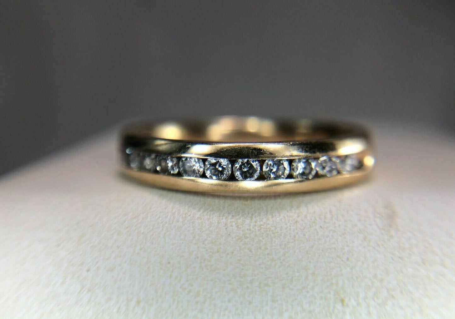 Estate 14k Yellow Gold Round Brilliant Diamond Channel Set Wedding Band Ring 1/4