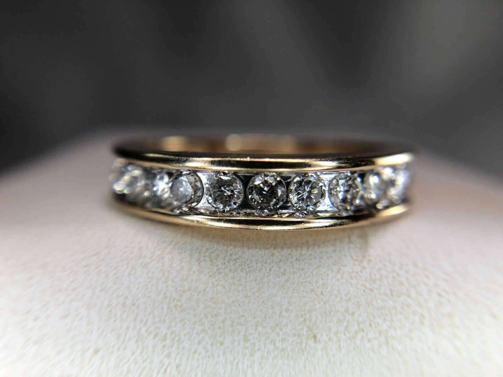 14k Yellow Gold Round Brilliant Diamond Channel Set Wedding Band Ring 1/3 ct