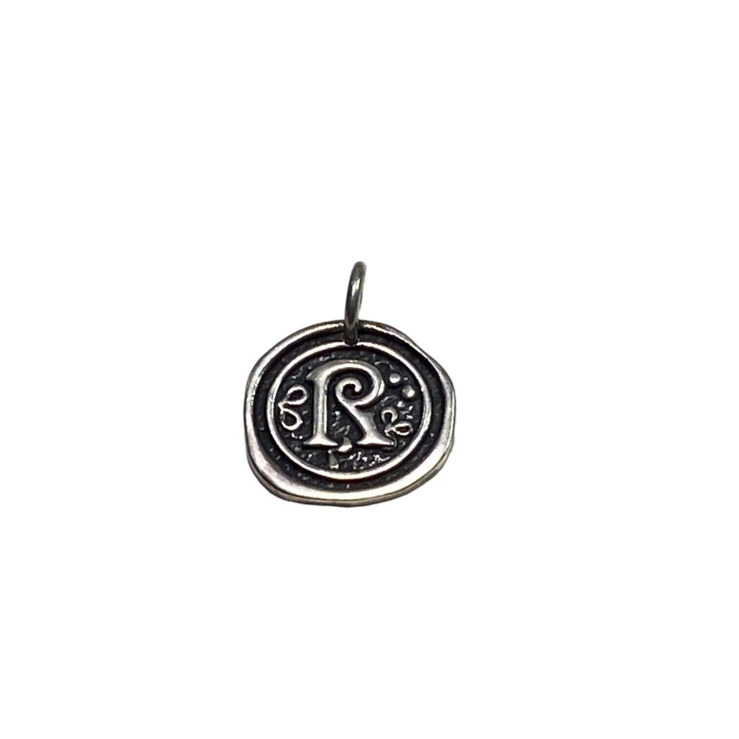 Sterling Silver Designer Textured Letter R Charm Pendant