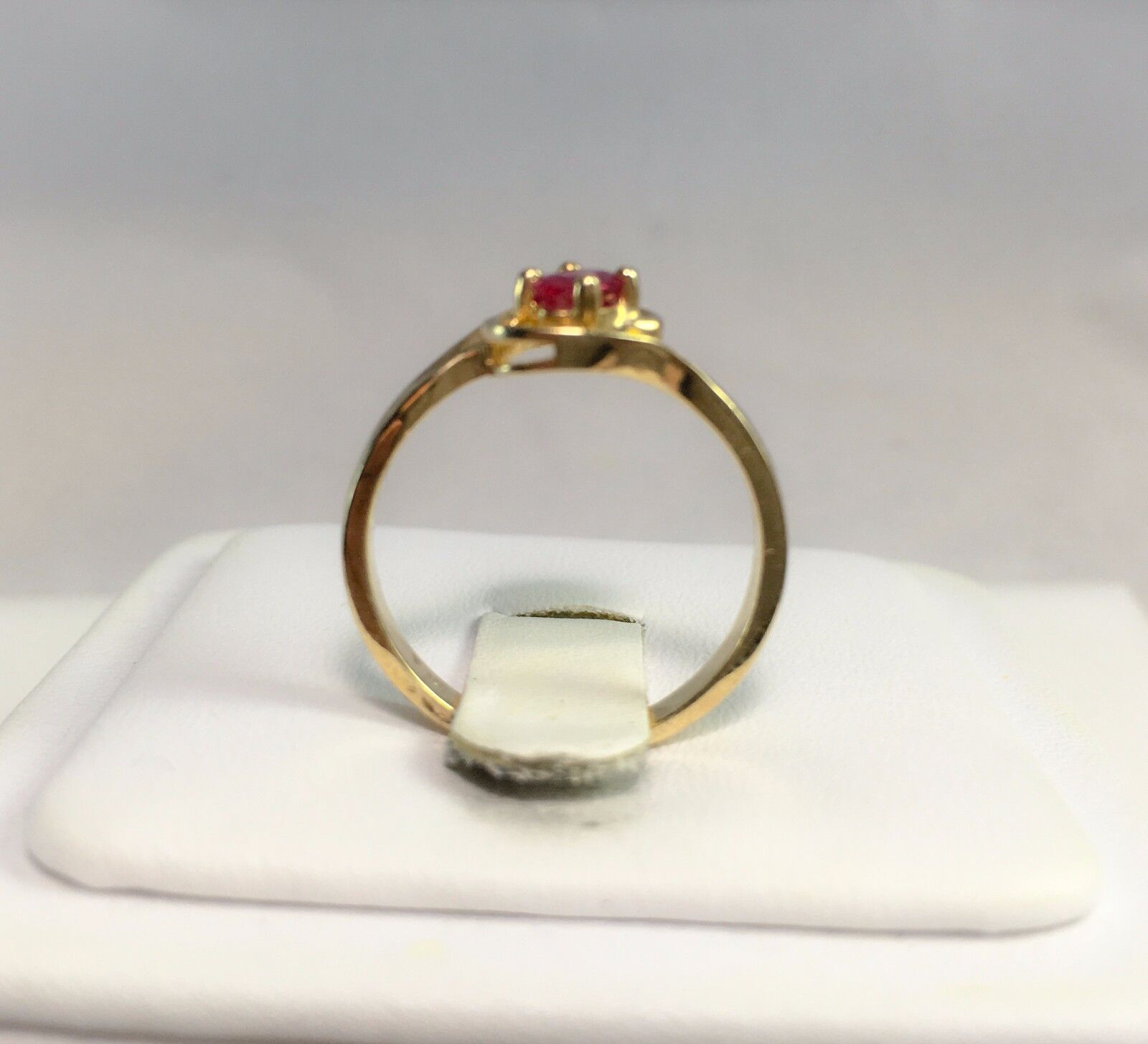 Estate 10k Yellow Gold Oval Shape Pink Tourmaline Solitaire Small Ring