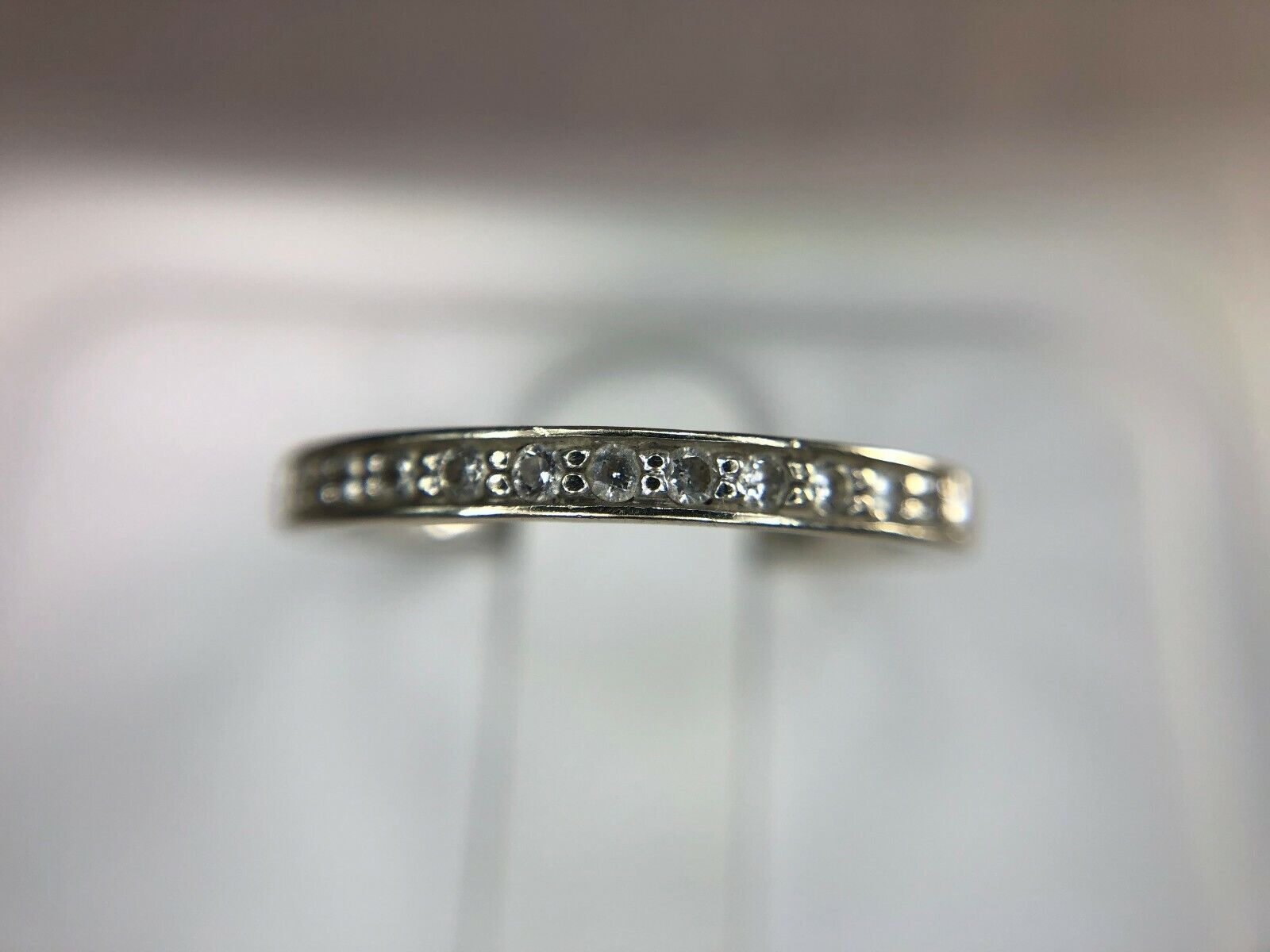 14k White Gold Round Brilliant Natural Diamond Wedding Band Stack Ring