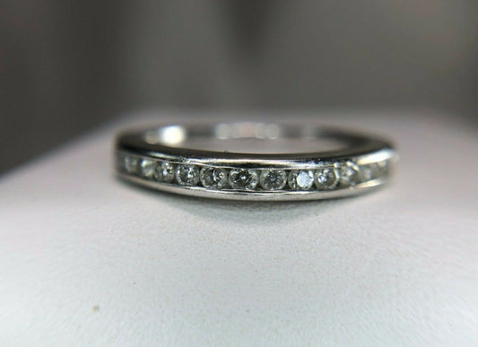 14k White Gold Round Brilliant Diamond Channel Set Wedding Band Ring 1/3 ct