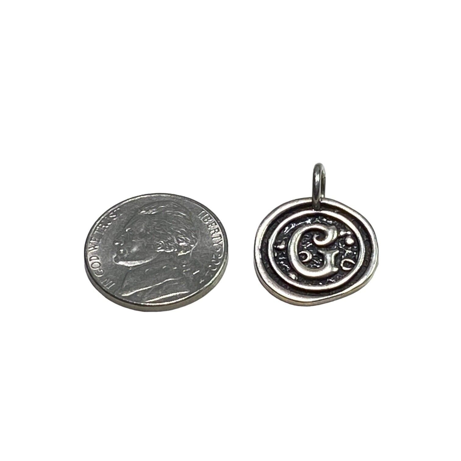 Sterling Silver Designer Textured Letter G Charm Pendant