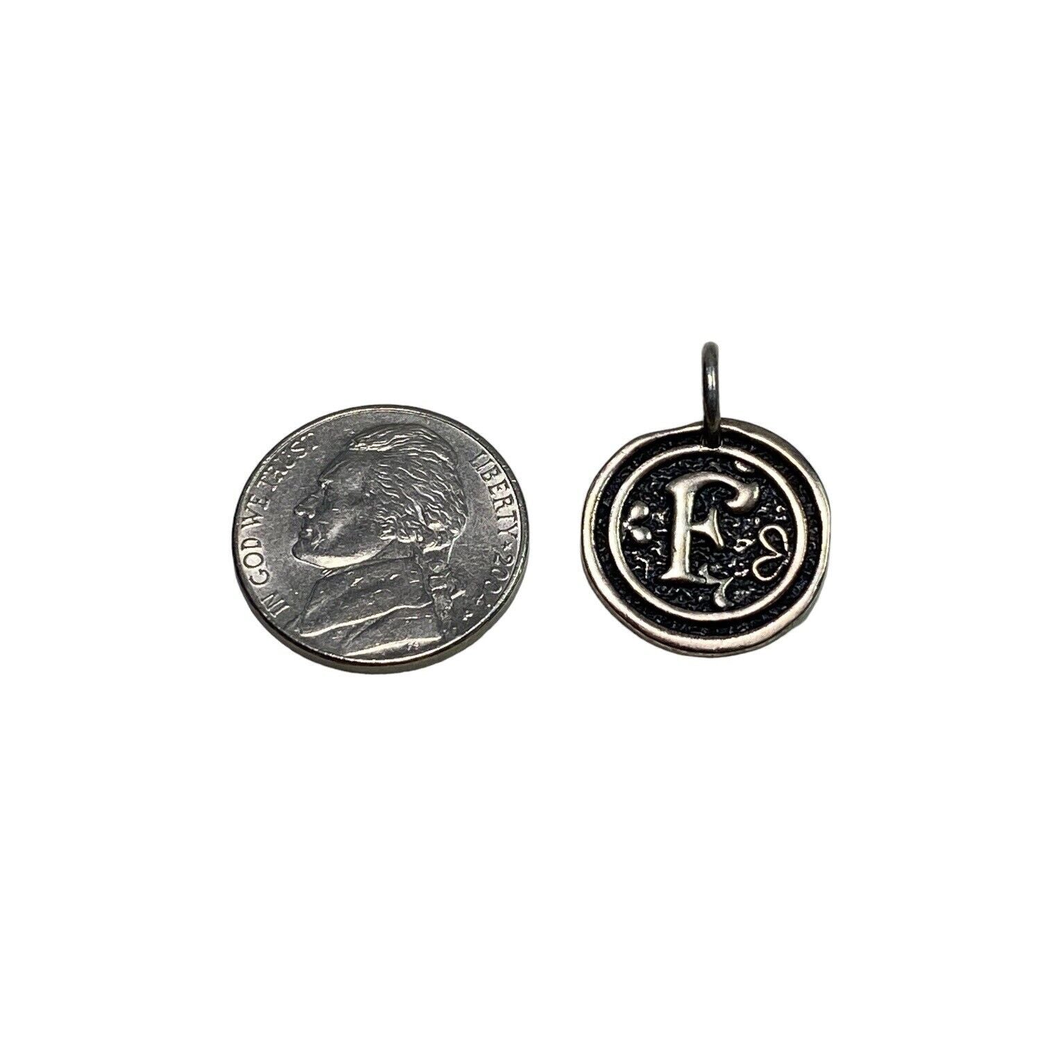 Sterling Silver Designer Textured Letter F Charm Pendant