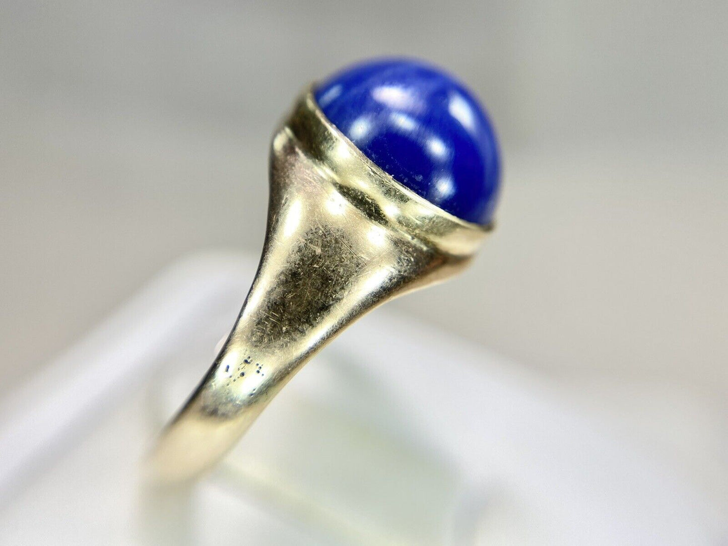 Vintage 10k Yellow Gold Oval Blue Lindy Star Sapphire Bezel Set Solitaire Ring