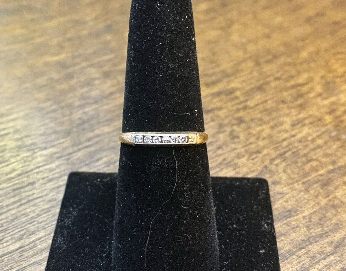 Vintage Art Deco 14k Yellow Gold Round Single Cut Diamond Wedding Band Ring