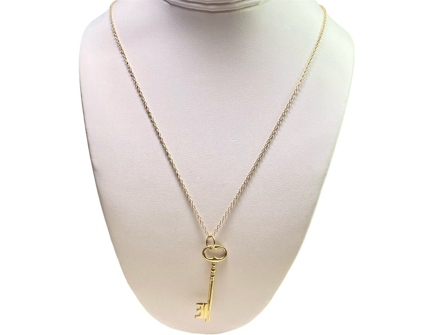 Vintage Designer Signed Soviet 14k Yellow Gold Key Pendant Necklace