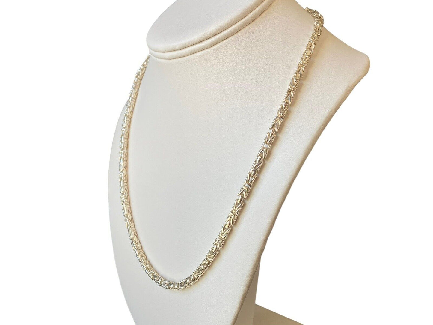 Sterling Silver Byzantine Chain Solid Heavy Necklace 20 Inches