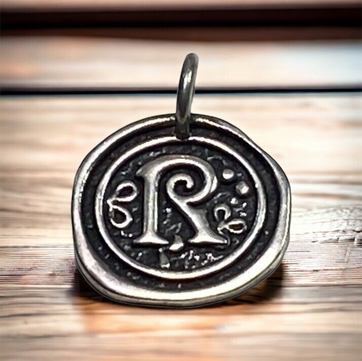 Sterling Silver Designer Textured Letter R Charm Pendant