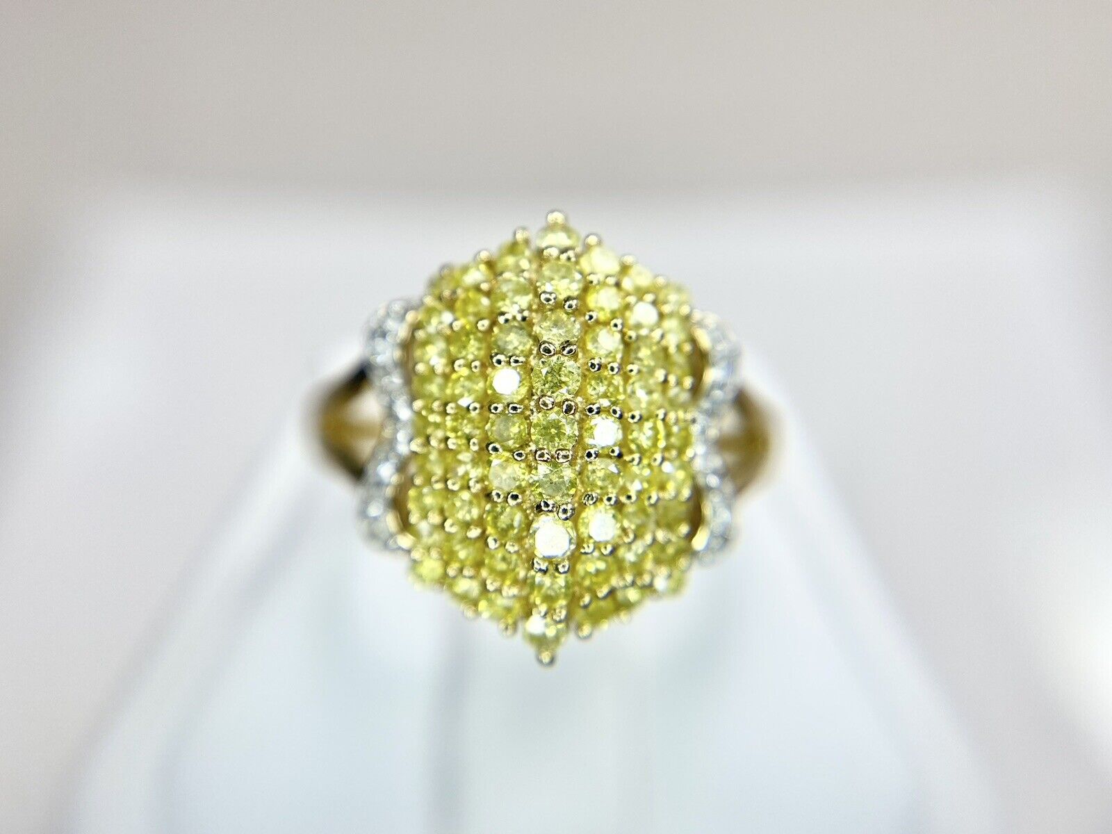 10k Yellow Gold Designer Natural Fancy Yellow Diamond Small Cocktial Ring