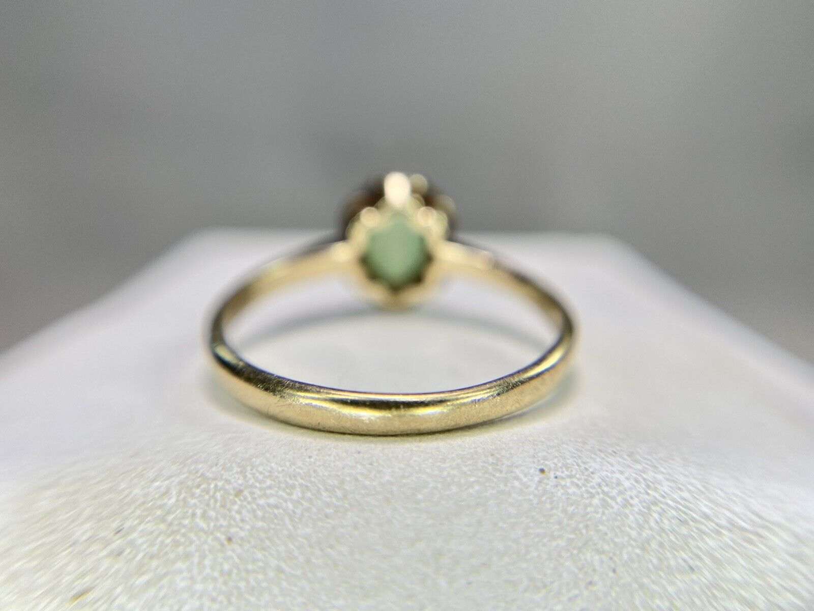 Vintage Art Deco 10k Rose Gold Oval Shape Green Jade Solitaire Ring