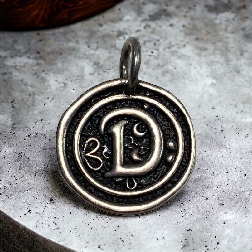 Sterling Silver Designer Textured Letter D Charm Pendant