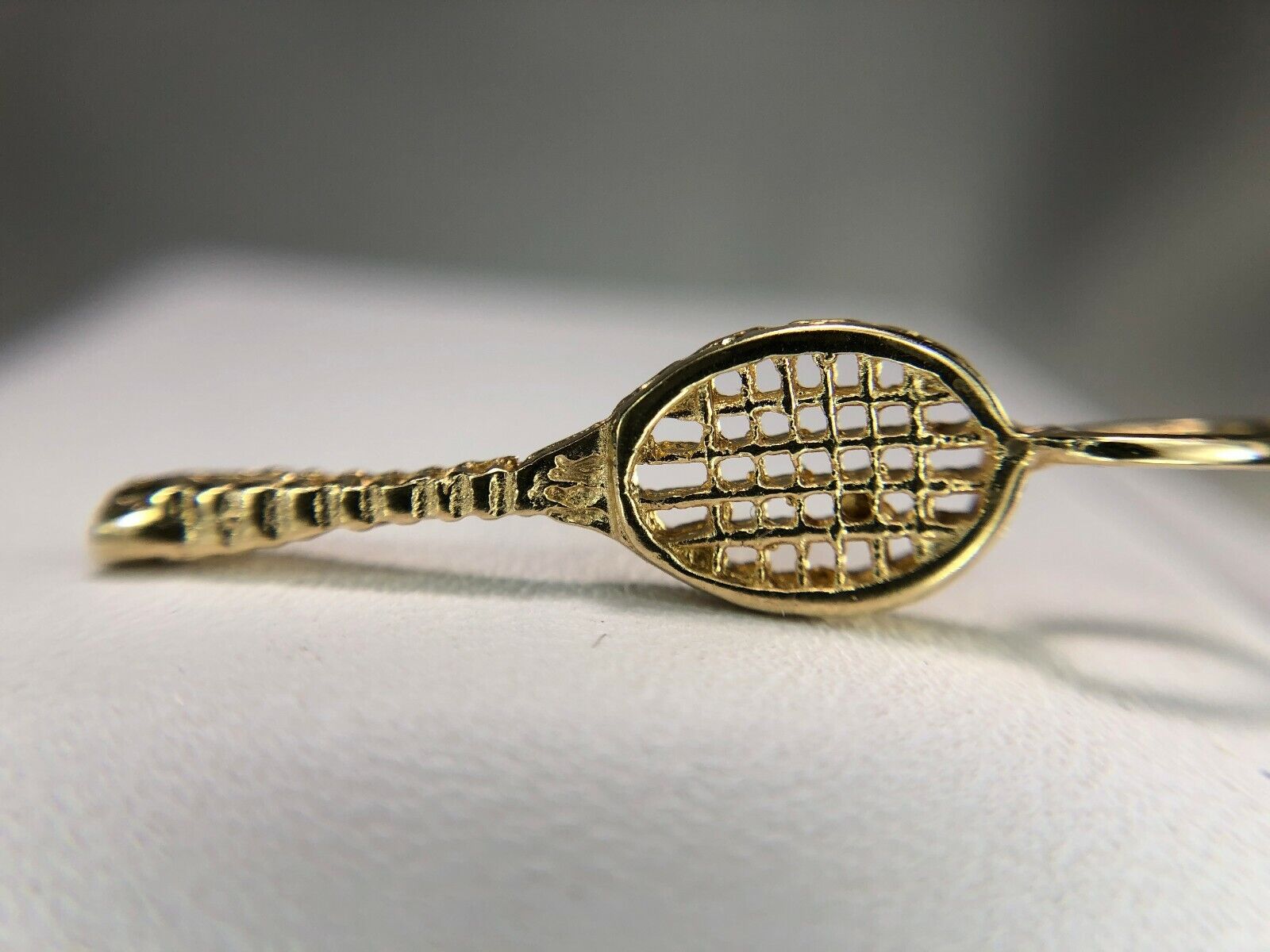 Vintage 14k Yellow Gold Tennis Racket Small Charm Pendant