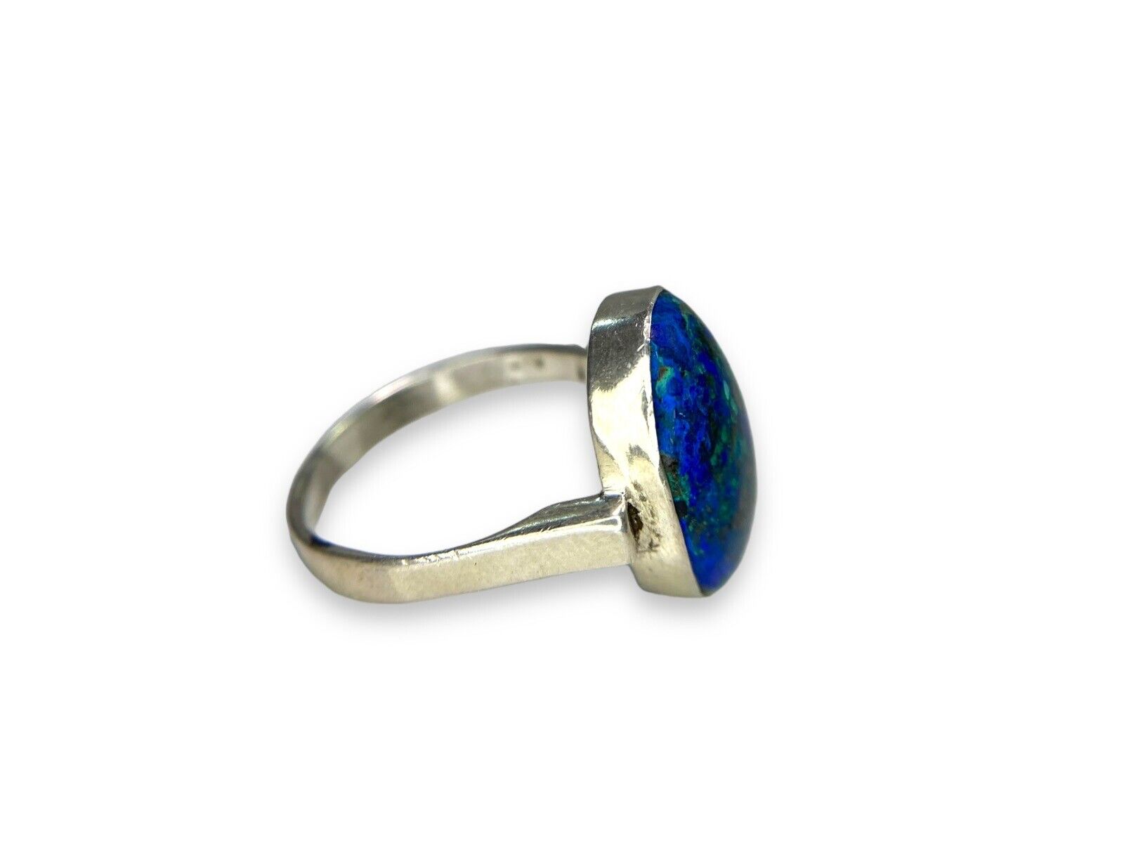 Vintage Sterling Silver Oval Shape Azurite Malachite Ring Size 7.5