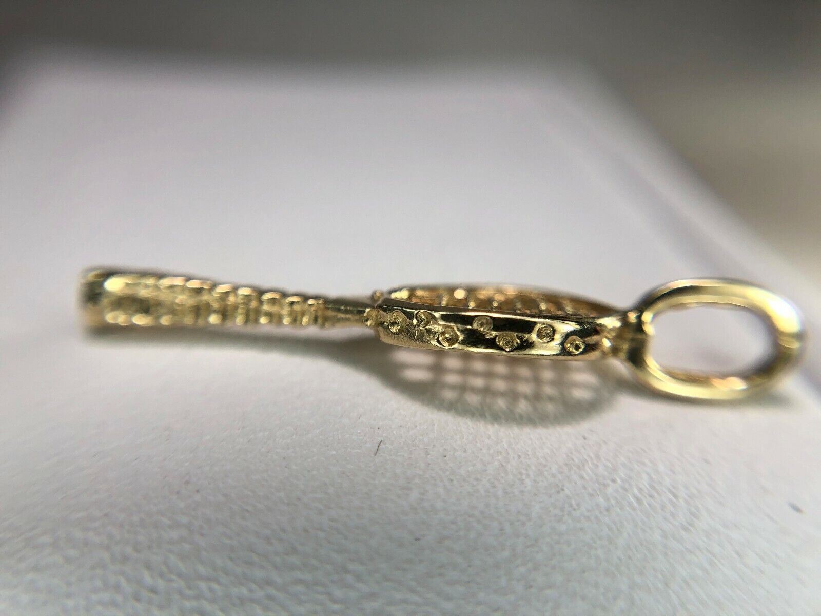 Vintage 14k Yellow Gold Tennis Racket Small Charm Pendant