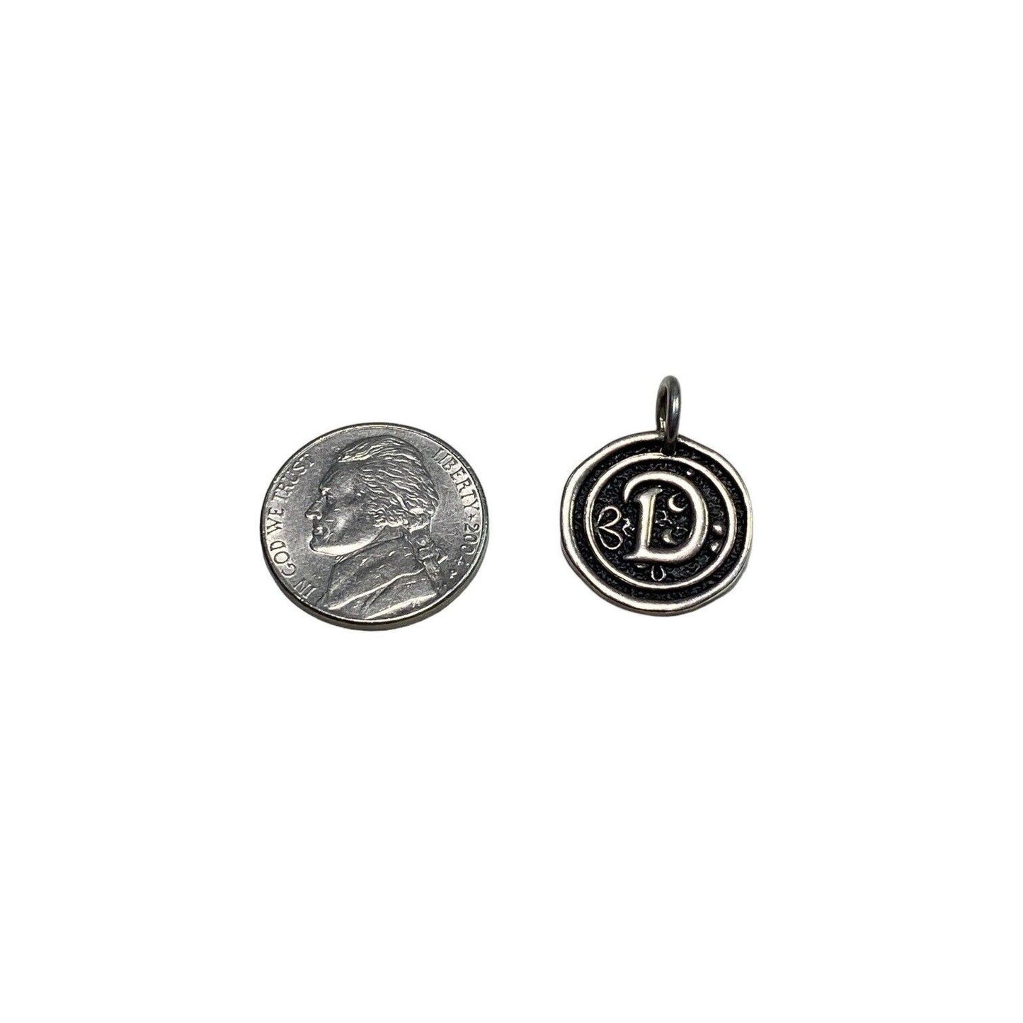 Sterling Silver Designer Textured Letter D Charm Pendant