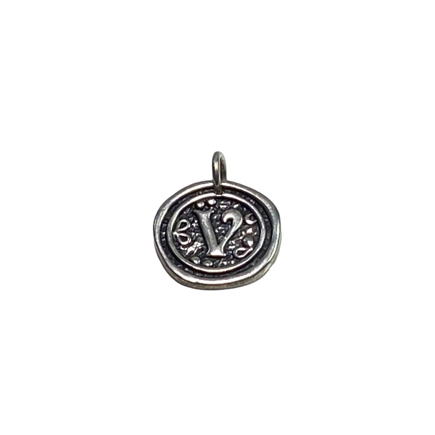 Sterling Silver Designer Textured Letter V Charm Pendant