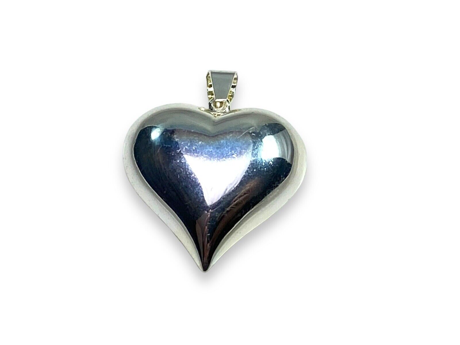 Vintage Sterling Silver Designer Signed Hollow Big Heart Shape Pendant