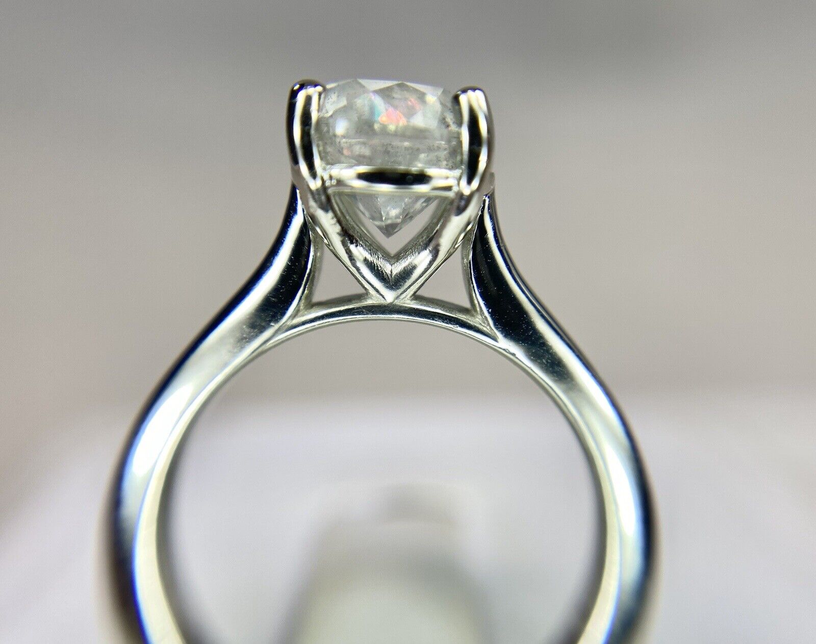 14k White Gold Natural Round Diamond EGL Certified Solitaire Engagement Ring