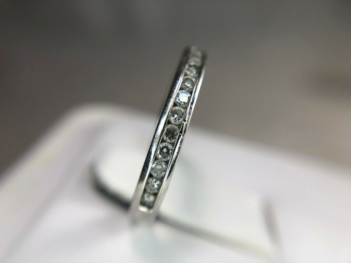 14k White Gold Round Brilliant Diamond Channel Set Wedding Band Ring 1/3 ct