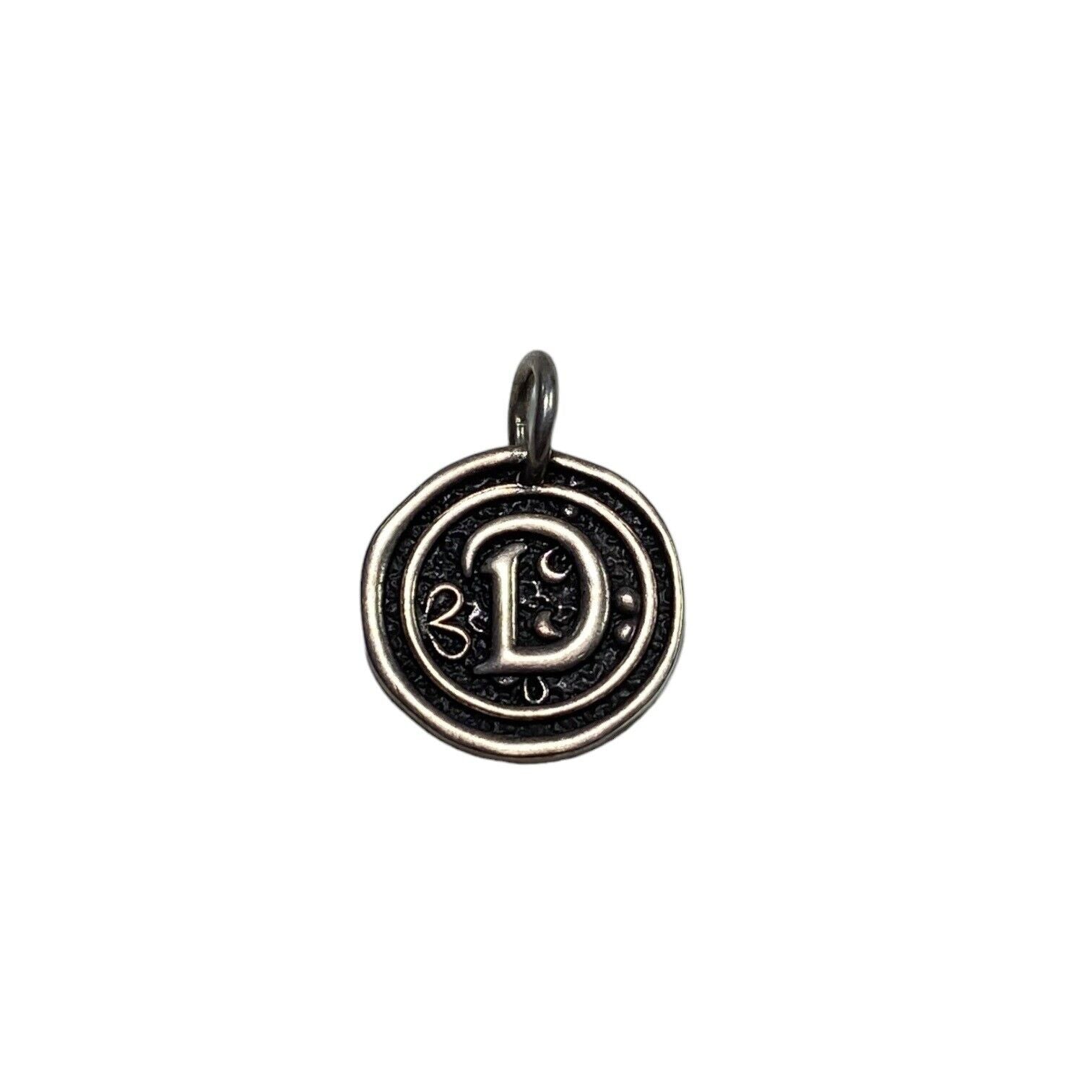 Sterling Silver Designer Textured Letter D Charm Pendant