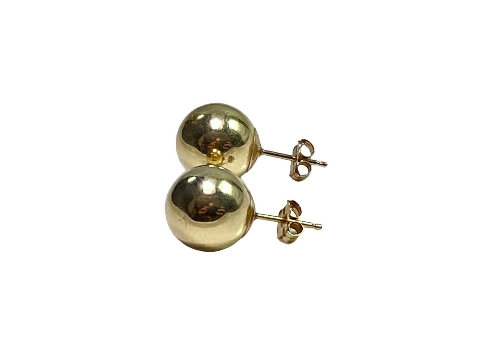 Vintage 14k Yellow Gold Round Circle Hollow Ball Shape Stud Earrings